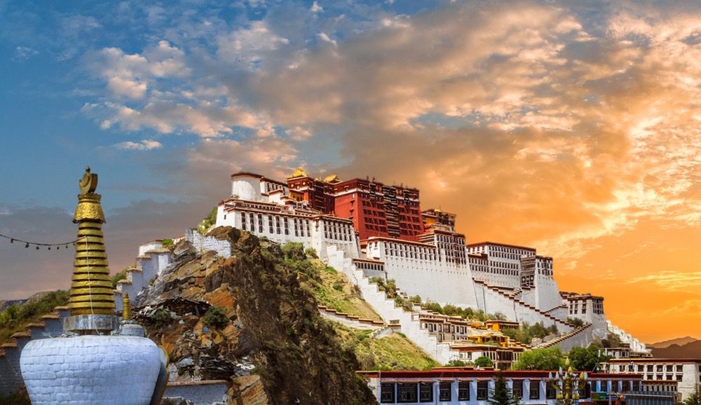 Potala Palace Sunset View Lhasa Downtown Day Trip Tibet Classic Scenic Spots