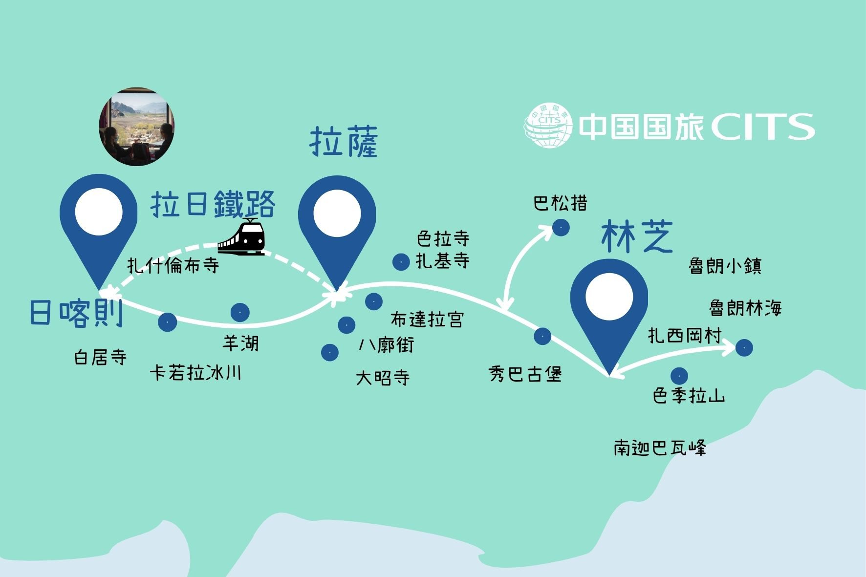 不上珠峰的8天行程林芝進入西藏的地圖