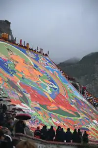 哲蚌寺也有非常壯觀的展佛盛宴